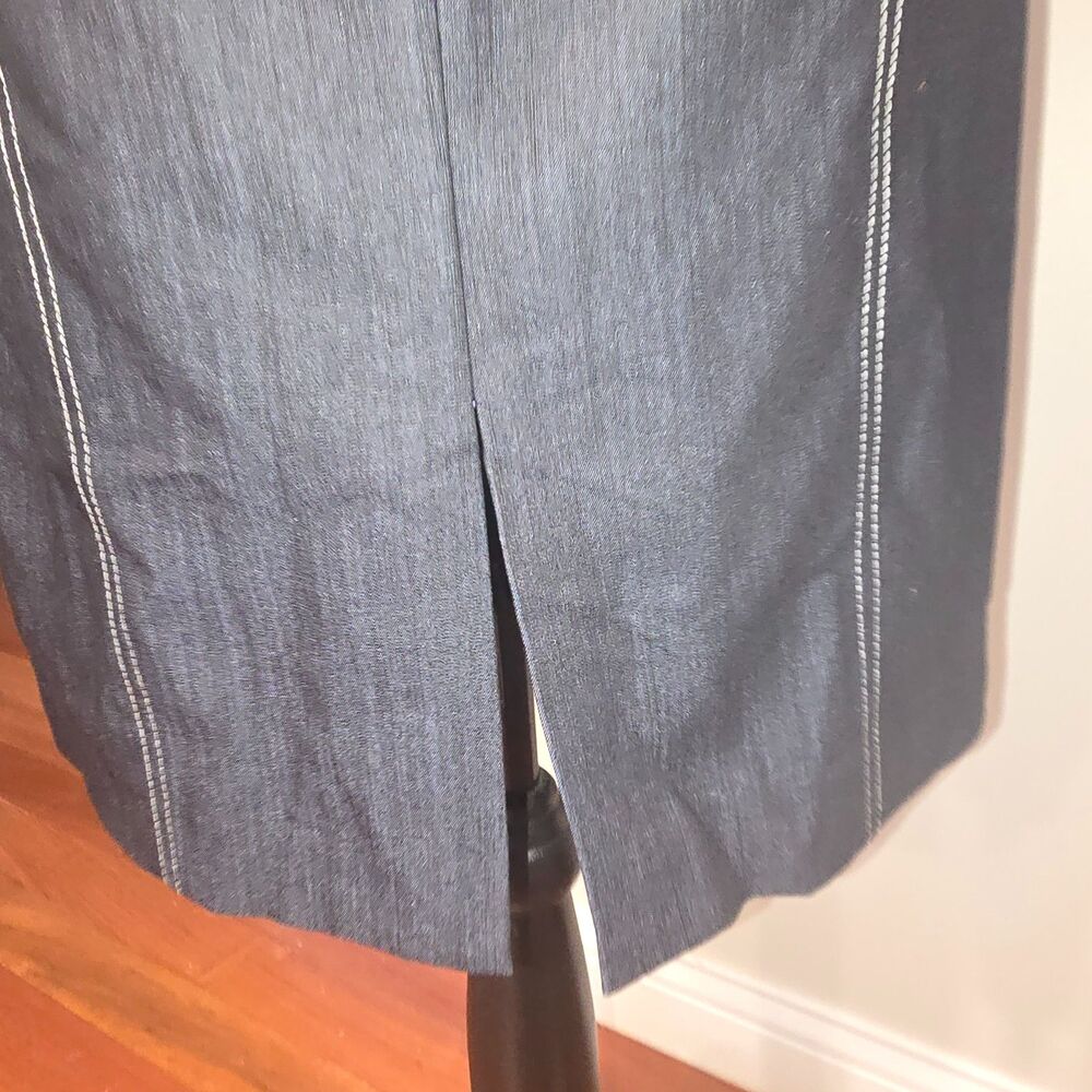 Ivanka Trump Denim-look Pencil dress w/ contrast contour topstitching - Picture 3 of 8